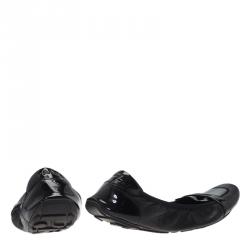 Prada Sport Black Patent Loafer Ballet Flats Size 38.5