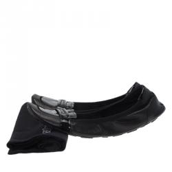 Prada Sport Black Patent Loafer Ballet Flats Size 38.5