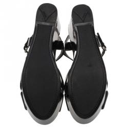 Pre Owned Prada Sport Black Patent Cross Strap Platform Sandals Size 38