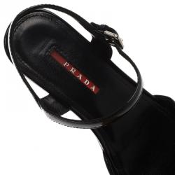 Pre Owned Prada Sport Black Patent Cross Strap Platform Sandals Size 38