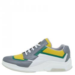 Pre Owned Prada Sport Multicolor Leather and Mesh Lace Up Sneakers Size 39.5