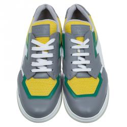 Pre Owned Prada Sport Multicolor Leather and Mesh Lace Up Sneakers Size 39.5