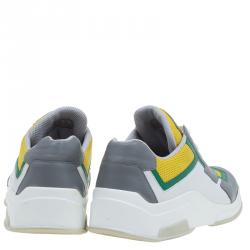Pre Owned Prada Sport Multicolor Leather and Mesh Lace Up Sneakers Size 39.5