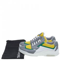 Pre Owned Prada Sport Multicolor Leather and Mesh Lace Up Sneakers Size 39.5