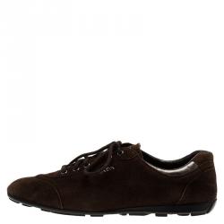 Pre Owned Prada Sport Brown Suede Lace Up Sneakers Size 39.5