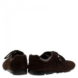 Pre Owned Prada Sport Brown Suede Lace Up Sneakers Size 39.5