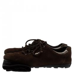Pre Owned Prada Sport Brown Suede Lace Up Sneakers Size 39.5