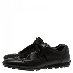 Pre Owned Prada Sport Black Leather Lace Up Sneakers Size 40