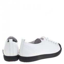 Pre Owned Prada Sport White Leather Cap Toe Lace Up Sneakers Size 41