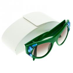 Prada Green SPR 21Q Crystal Embellished Cat Eye Sunglasses