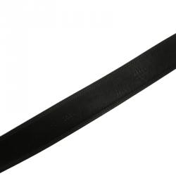 Prada Black Leather and Canvas Cinture Buckle Belt 85 CM