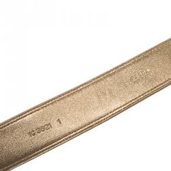 Prada Gold Canvas and Leather Cinture Buckle Belt 95 CM