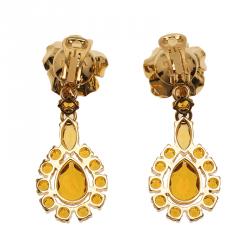 Pre Owned Prada Rose Gold Tone Crystal Resin Clip Earrings