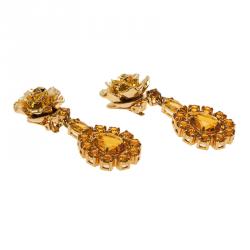 Pre Owned Prada Rose Gold Tone Crystal Resin Clip Earrings