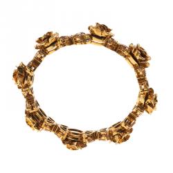 Pre Owned Prada Rose Gold Tone Crystal Bracelet