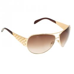 Pre Owned Prada Gold SPR 65I Sunglasses