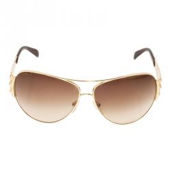 Pre Owned Prada Gold SPR 65I Sunglasses