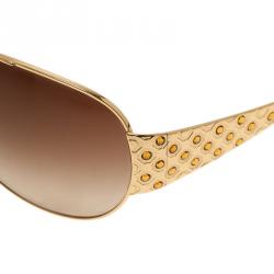 Pre Owned Prada Gold SPR 65I Sunglasses