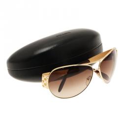 Pre Owned Prada Gold SPR 65I Sunglasses