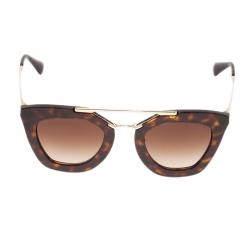 Prada Tortoise Frame Round Sunglasses 