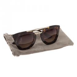 Prada Tortoise Frame Round Sunglasses 
