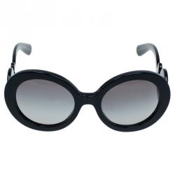 Pre Owned Prada Black Round Baroque Sunglasses