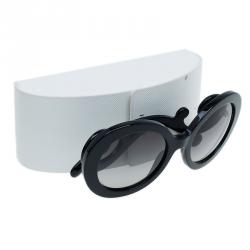 Pre Owned Prada Black Round Baroque Sunglasses