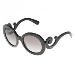 Pre Owned Prada Black Baroque Round Sunglasses