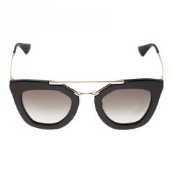 Pre Owned نظارة شمسية برادا SPR 09Q عين القط سوداء وذهبي