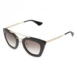 Pre Owned نظارة شمسية برادا SPR 09Q عين القط سوداء وذهبي