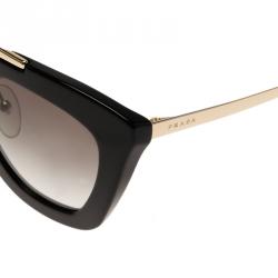 Pre Owned نظارة شمسية برادا SPR 09Q عين القط سوداء وذهبي