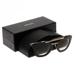 Pre Owned نظارة شمسية برادا SPR 09Q عين القط سوداء وذهبي