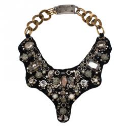 Prada Black and Charcoal Crystal and Beads Bib Necklace Prada | TLC