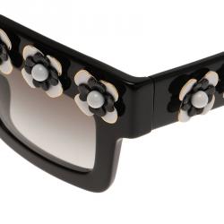 Prada Black Floral Embellished SPR25P Square Sunglasses
