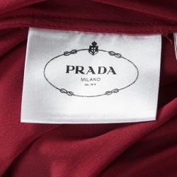 Pre Owned Prada Red Silk Embellished Belt Detail Kaftan Style Gown M