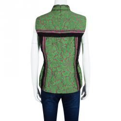Pre Owned Prada Multicolor Floral Jacquard Contrast Trim Sleeveless Top M