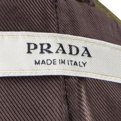 Pre Owned Prada Green Checked Wool Stone Embellished Overcoat S