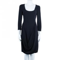 Prada Long Sleeve Drape Front Dress M