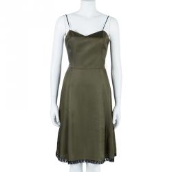 Pre Owned Prada Olive Green Sleeveless Dress M