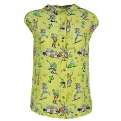 Prada Yellow Multicolor Print Collar Top S