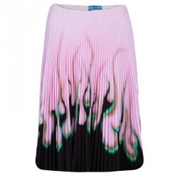 Pre Owned Prada Pink Print Pleat Skirt S