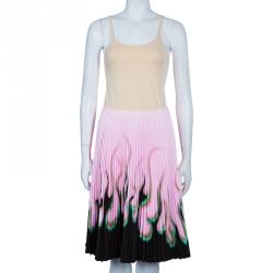 Pre Owned Prada Pink Print Pleat Skirt S
