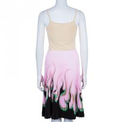 Pre Owned Prada Pink Print Pleat Skirt S
