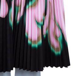Pre Owned Prada Pink Print Pleat Skirt S