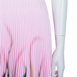 Pre Owned Prada Pink Print Pleat Skirt S