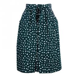 Prada Green Printed Silk Dirndl Skirt S