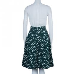 Prada Green Printed Silk Dirndl Skirt S