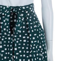 Prada Green Printed Silk Dirndl Skirt S