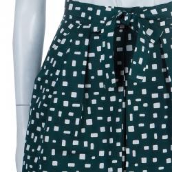 Prada Green Printed Silk Dirndl Skirt S