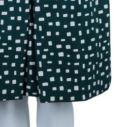 Prada Green Printed Silk Dirndl Skirt S